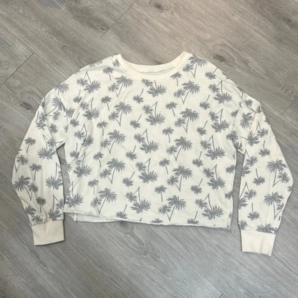 Women’s Long Sleeve Pullover Sweater Shirt Palm Tree Cropped Crop Shirt XL
